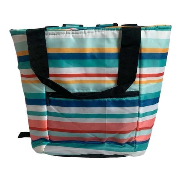 Unisex Lunch Backpack Generic Striped Cooler Backpack Insulated Portable Cooler - Picture 5 of 8